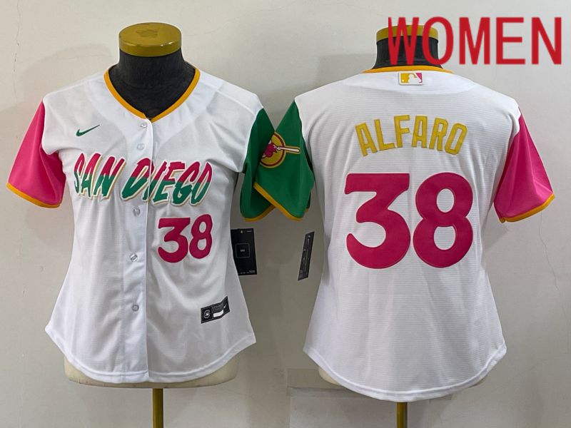 Women San Diego Padres 38 Alfaro White City Edition Nike 2022 MLB Jersey